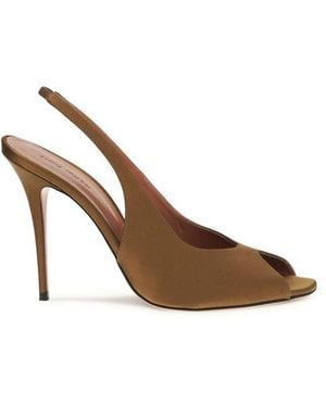 AMINA MUADDI Brown Silk Stiletto Heel Sandals