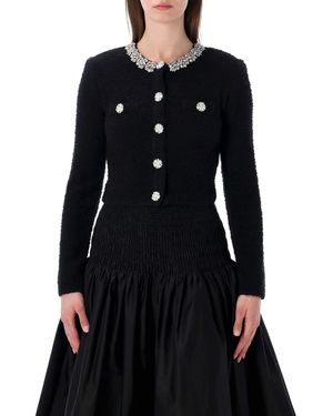 Self-Portrait Crystal Trim Cardigan - Black
