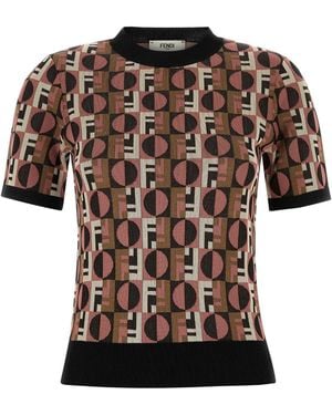 Fendi Embroidered Stretch Viscose Blend Jumper - Black