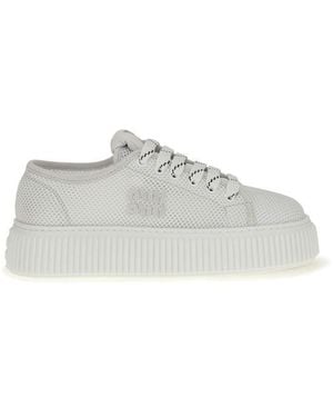 Miu Miu White Polyamide Platform Sneakers