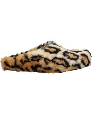Marni Leopard Mules - Natural