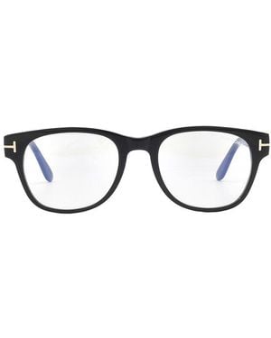 Tom Ford Eyeglasses Square Full Rim, Shiny Frame And Clear Light Block Lens Ft5898-B001 - Brown