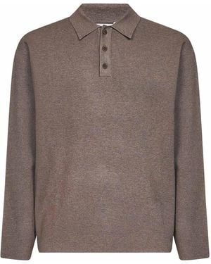 Hevò Taupe Compact Viscose-Blend Knit Mar Grande Polo Shirt - Brown