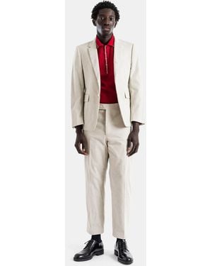 Thom Browne Veste Sport Coat Velours Côtelé Fin Sable Trois Boutons Jacket - White