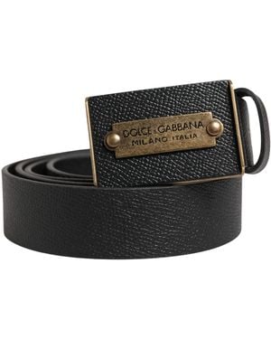 Dolce & Gabbana Calf Leather Metal Buckle Belt - Black