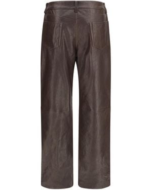 Magda Butrym Straight-Leg Leather Trousers - Brown