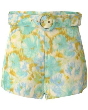 Zimmermann Belted Floral-print Linen And Silk-blend Shorts - Multicolor