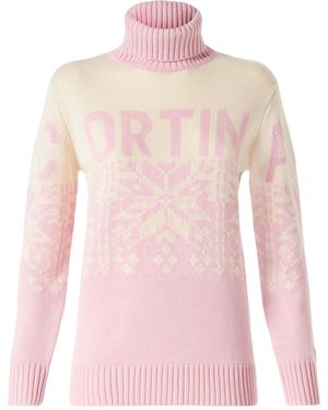 MC2 Saint Barth New Hut Turtleneck Jumper With Nordic Pattern And Cortina Print - Pink