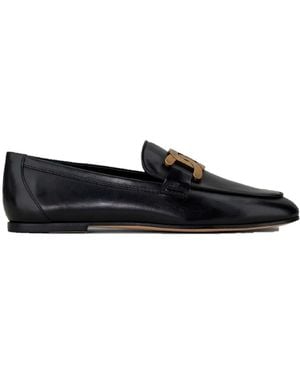 Tod's Cuoio Leg.79A Catena Anello Met. Calf Leather Shoe - Black
