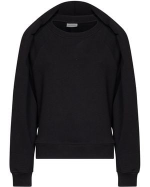 Dries Van Noten Cotton Hadrine Draped Sweatshirt - Black