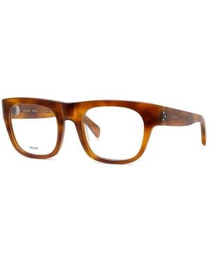 Celine Eyeglasses Square Full Rim, Light Havana Frame And Clear Demo Lenses Lens Cl50033I053 - Brown