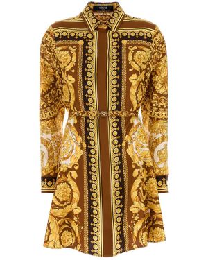 Versace Printed Twill Shirt Dress - Metallic