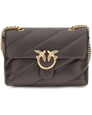 Pinko Love Classic Leather Shoulder Bag Calf Bos Taurus - Gray