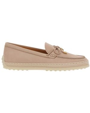 Tod's Loafers With Bow Detail And Rope Tirm - Brown