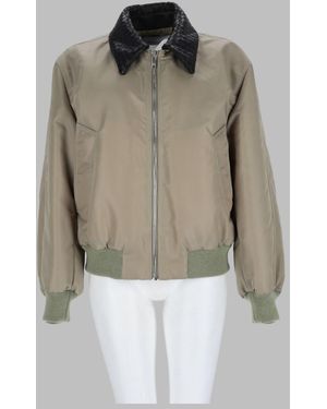 Bottega Veneta Satin Jacket With Woven Collar Polyamide - Grey