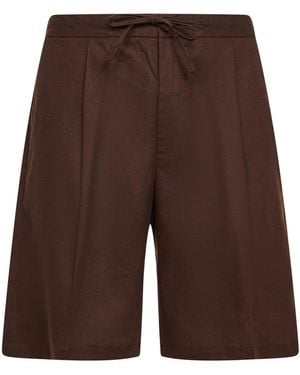 Hevò Linen Blend Torre Lapillo Bermuda Shorts - Brown