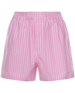 Balenciaga Striped Cotton Poplin Boxer Shorts - Pink