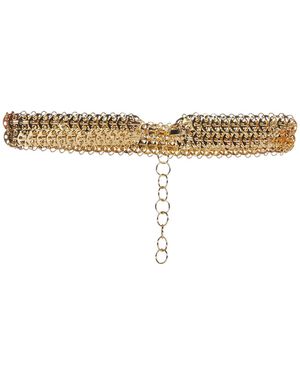 Rabanne Belt With Brass Discs - White