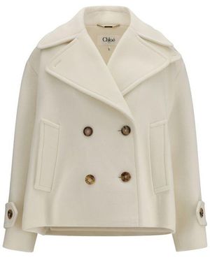Chloé White Wool Oves Aries Coat - Natural