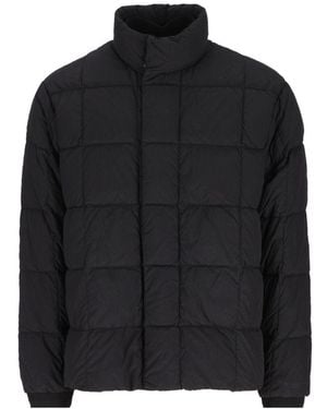 Massimo Osti Studio Quilted Nylon Down Jacket With Checked Pattern And High Collar - Black