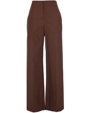 Twinset High-Waisted Wide Leg Pants With Side Pockets For Cotton Elastane - Brown