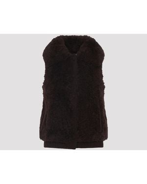 Yves Salomon Lamb Hair Gilet - Black