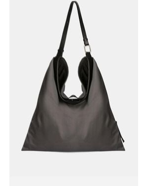 Jil Sander Large Soft Rolled Hobo Nylon Bag - Black