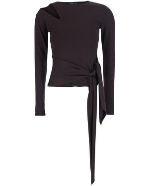 FEDERICA TOSI Pullover Cutout Pull Viscose Tops - Black