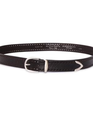 Alberto Luti Garment Dyed With English Hole Leather Belt - Black