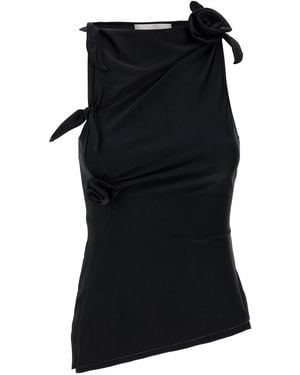 Coperni Asymmetric Flower Cut-Out Tank Top - Black