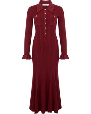 Self-Portrait Long Dress Viscose - Red