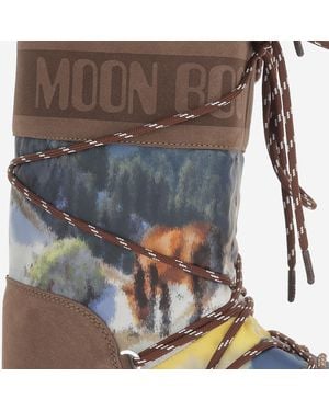 Moon Boot Icon Boots With Landscape Print Leather - Blue