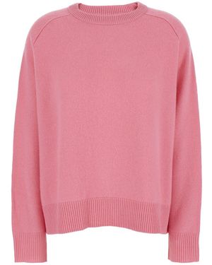Goat Boyfriend Crewneck Jumper With Dropped Shoulders - Pink