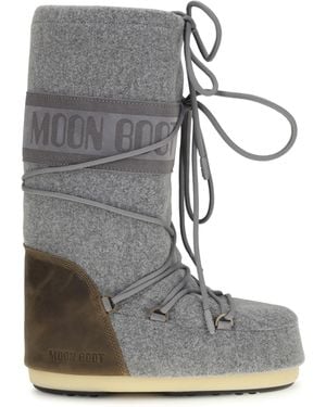 Moon Boot Mb Icon Nubuck Felt Snow Boots Upper: Fabric; Sole: Rubber - Grey