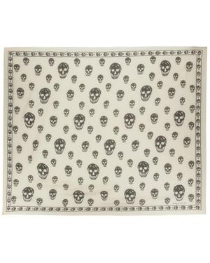 McQueen Silk Foulard Skull Scarf - Metallic