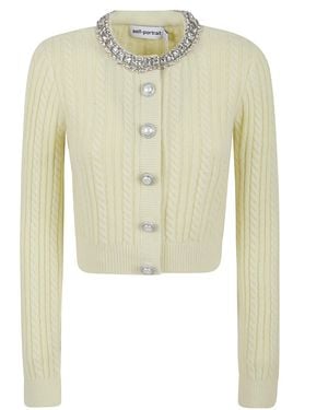 Self-Portrait Alpaca Cardigan - Multicolor