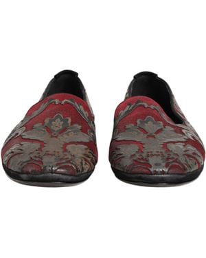 Dolce & Gabbana Jacquard Leather Slip On Loafer Shoes Co+Vi+Lamb+70Lf - Brown