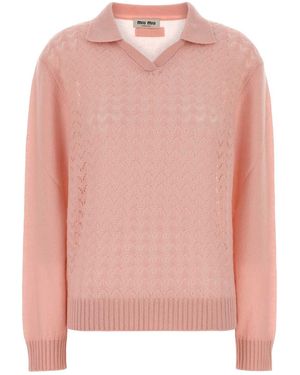 Miu Miu Cashmere Polo Shirt - Pink