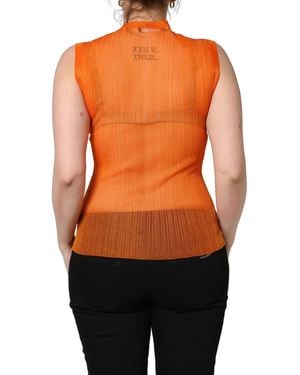 Dolce & Gabbana See Through Crew Neck Blouse Tank Top Polyester - Orange