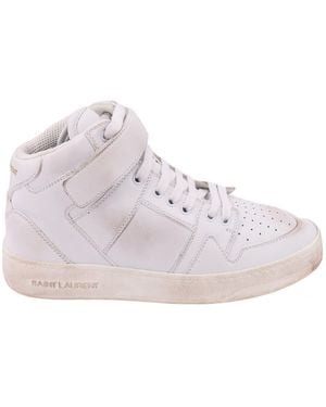 Saint Laurent Leather Sneskers With Washed-Out Effect - Pink