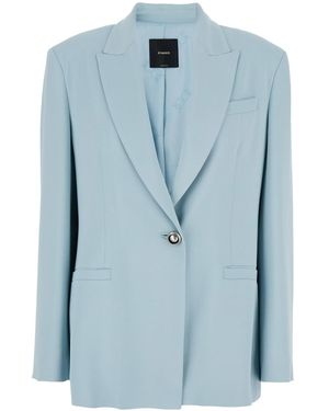 Pinko Light Single-Breasted 'Faraona' Blazer in Blue | Lyst