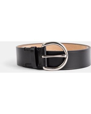 Phoebe Philo Ceinture Boucle Ronde 40Mm Noir Argenté Belt - White