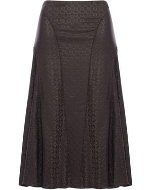 Fendi Ff Jacquard Silk Skirt - Grey