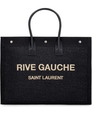 Saint Laurent Woven Straw Tote - Black