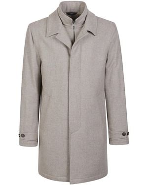 Fay Easy Morning Double Front Peacoat - Grey