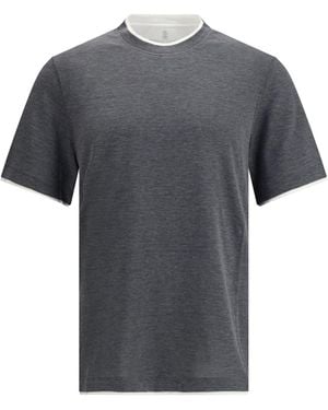 Brunello Cucinelli Silk T-Shir - Gray