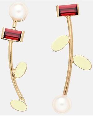 Aliita Petalos Flor Rodonite Earrings - White