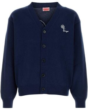 KENZO V Neck Cardigans - Blue