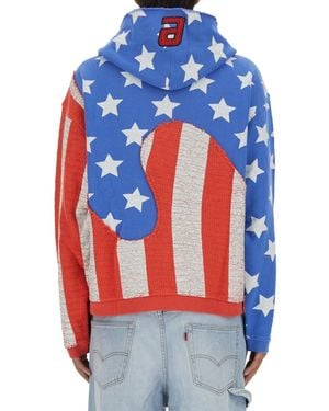 ERL Stars And Stripes Swirl Sweatshirt Cotton Sweatshirts - Blue