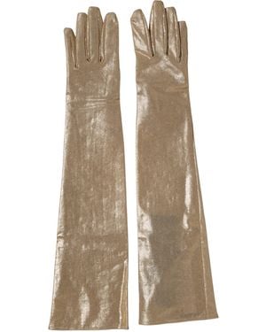 Dolce & Gabbana Nylon Long Elbow Length Mitten Gloves 02+Pa - Natural